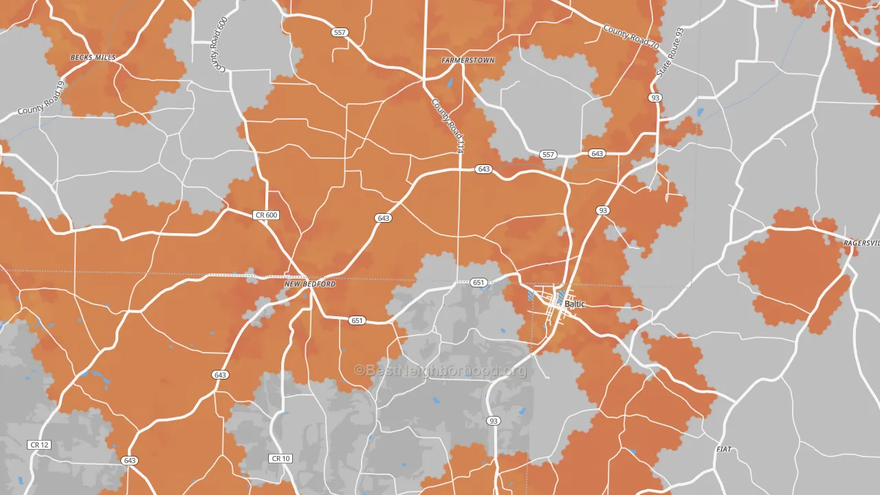 Bike Grade map of Baltic, OH