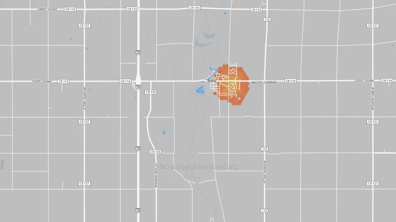 Bike Grade map of Baltic, SD