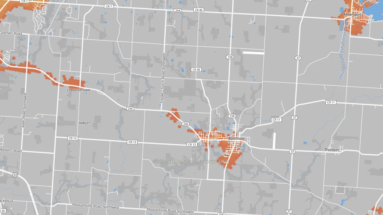 Bike Grade map of Baltimore, OH