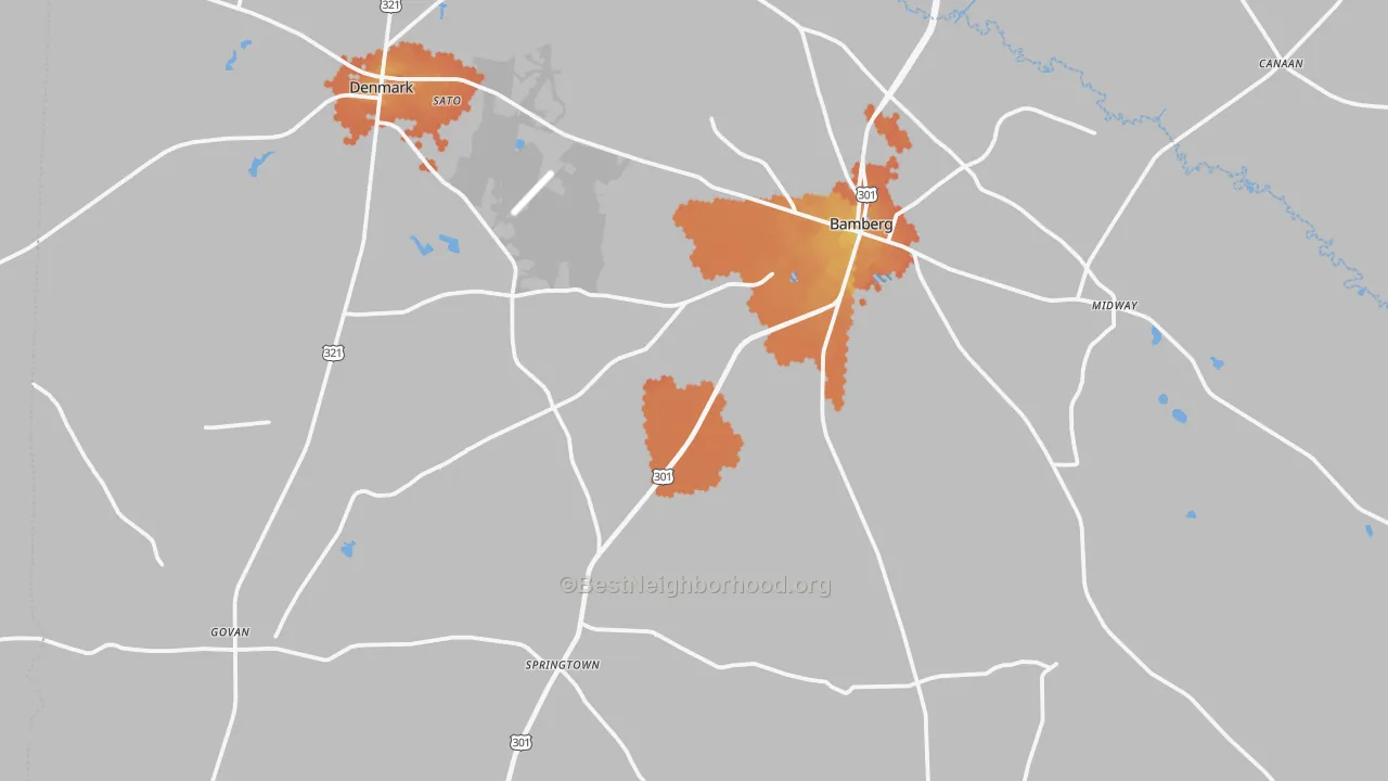 Bike Grade map of Bamberg County, SC
