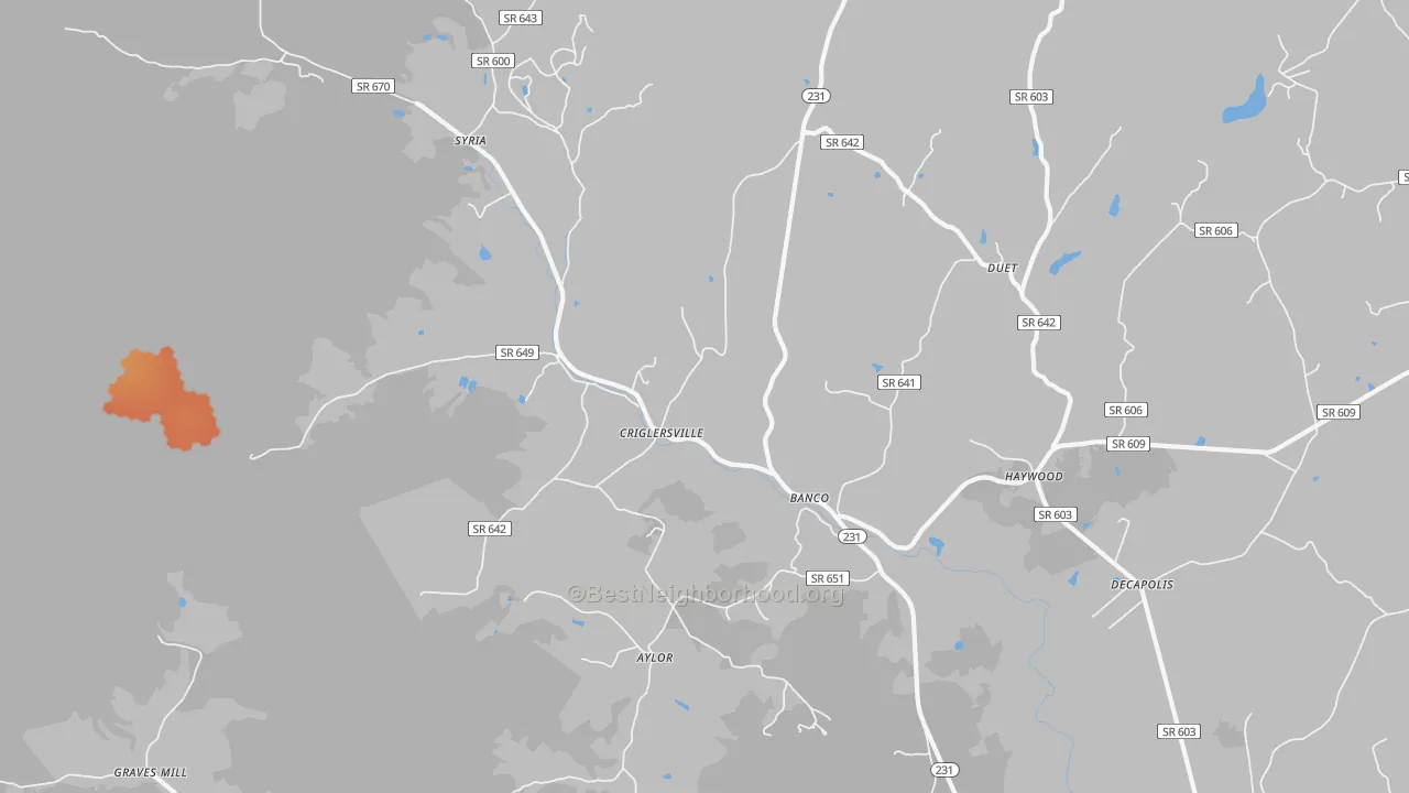 Bike Grade map of Banco, VA