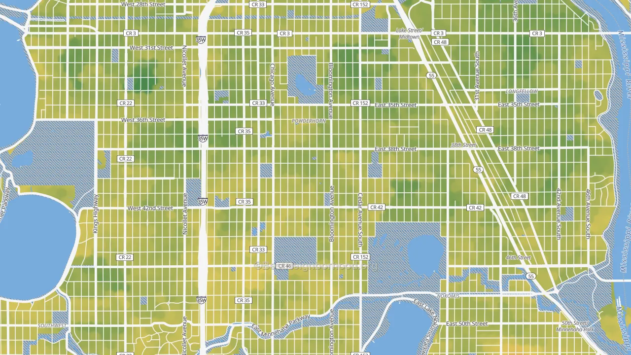Bike Grade map of Bancroft, Minneapolis, MN