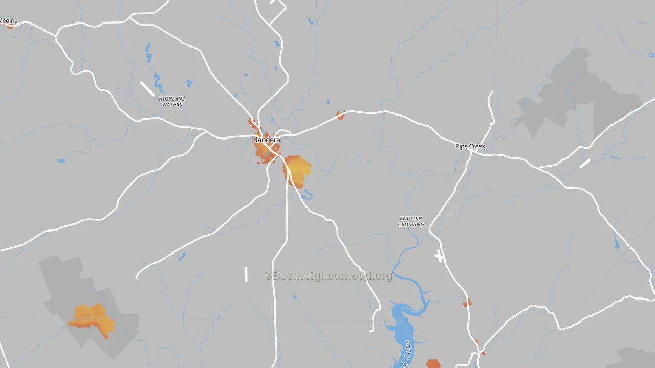 Bike Grade map of Bandera County, TX