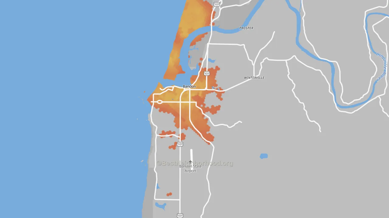 Bike Grade map of Bandon, OR