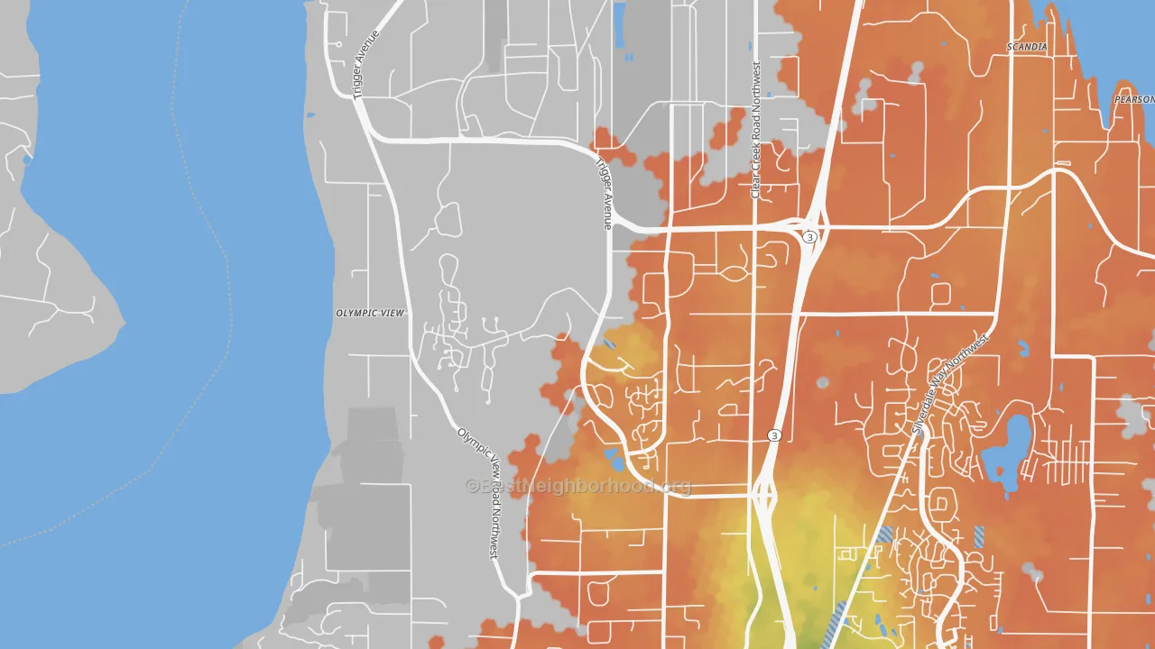 Bike Grade map of Bangor Base, WA