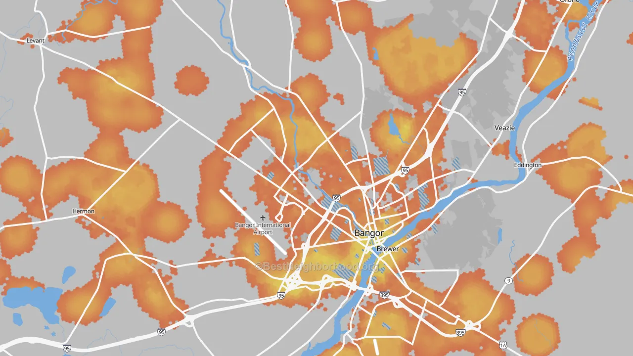 Bike Grade map of Bangor, ME