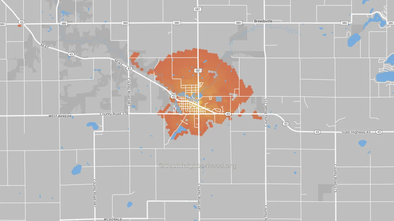 Bike Grade map of Bangor, MI