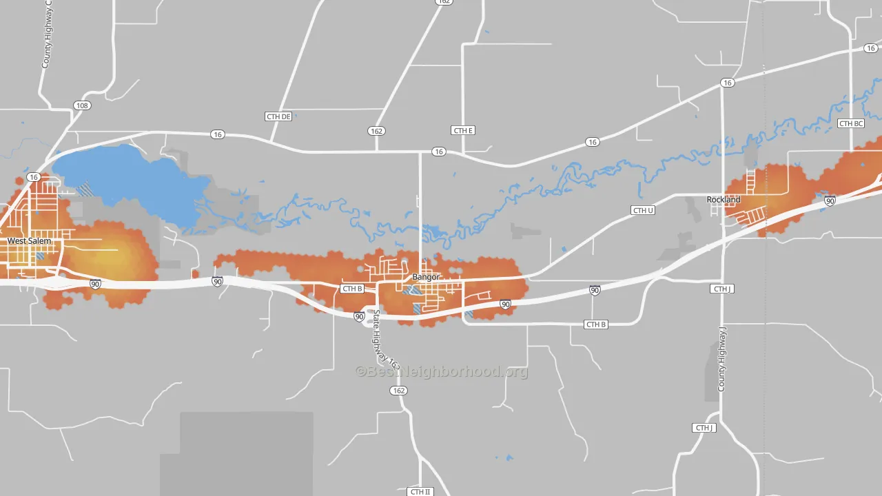 Bike Grade map of Bangor, WI