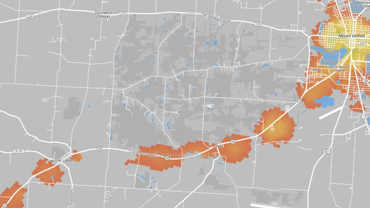 Bike Grade map of Bangs, OH