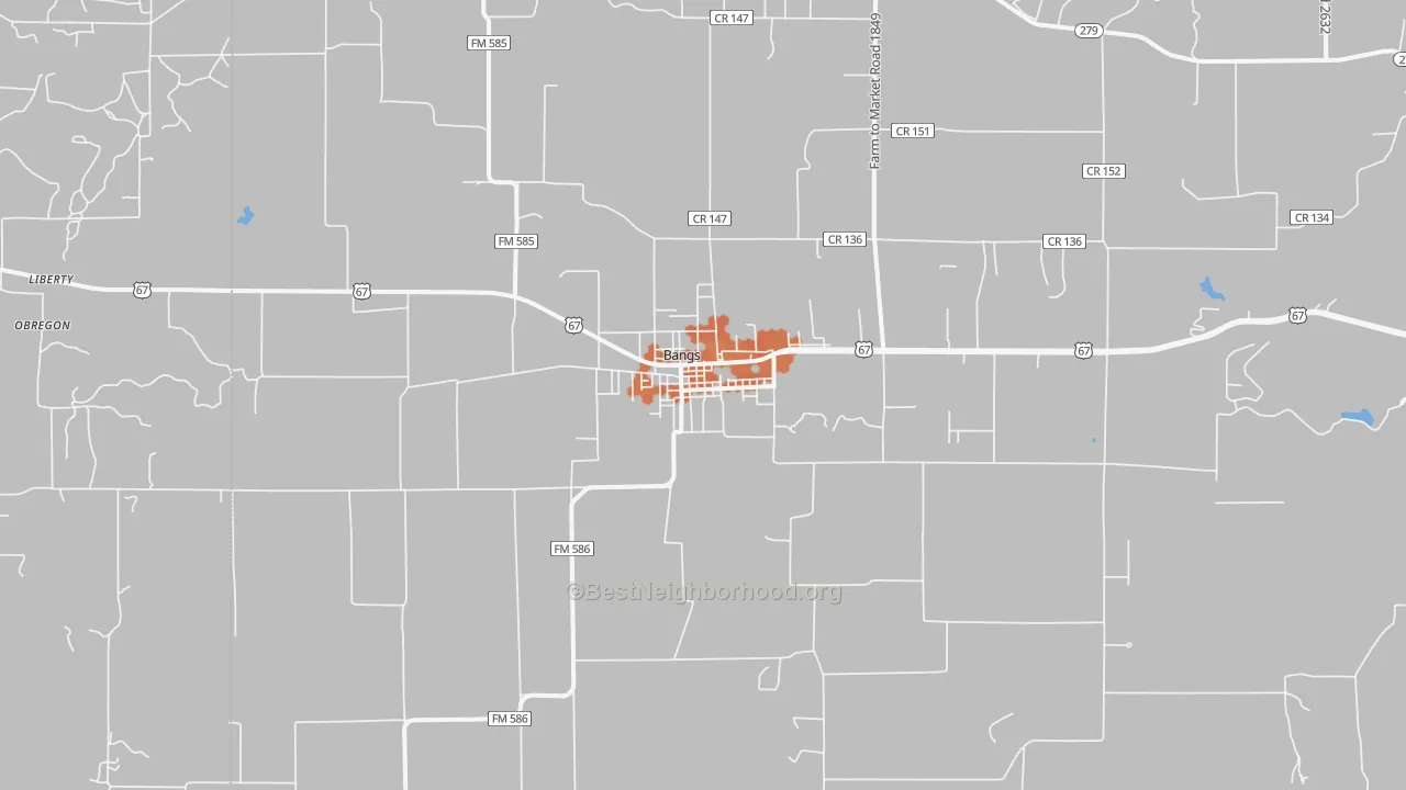 Bike Grade map of Bangs, TX