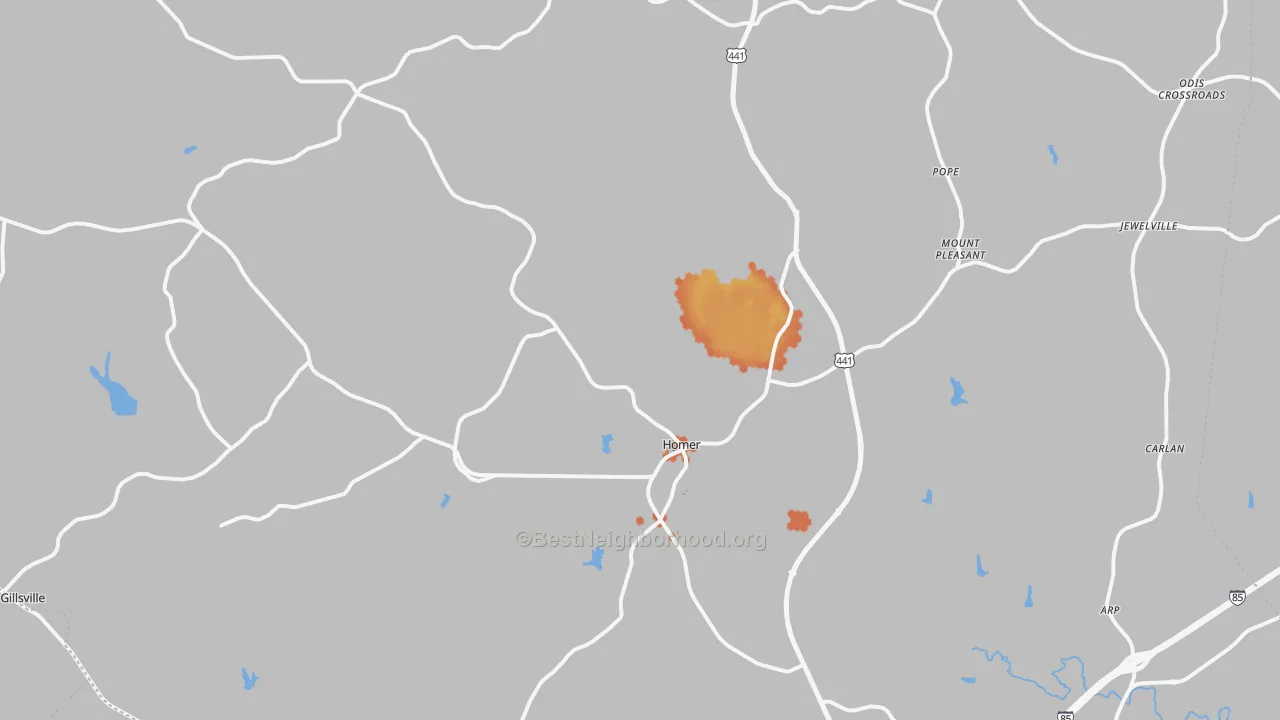 Bike Grade map of Banks County, GA