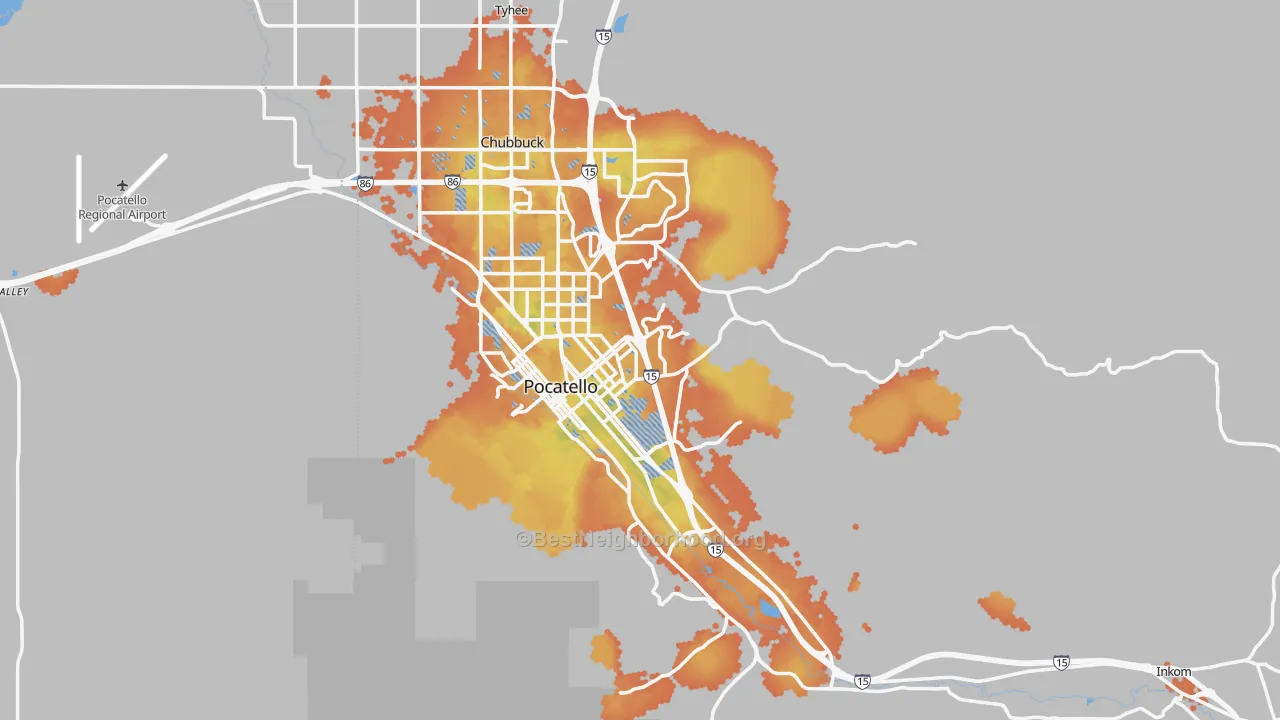 Bike Grade map of Bannock County, ID