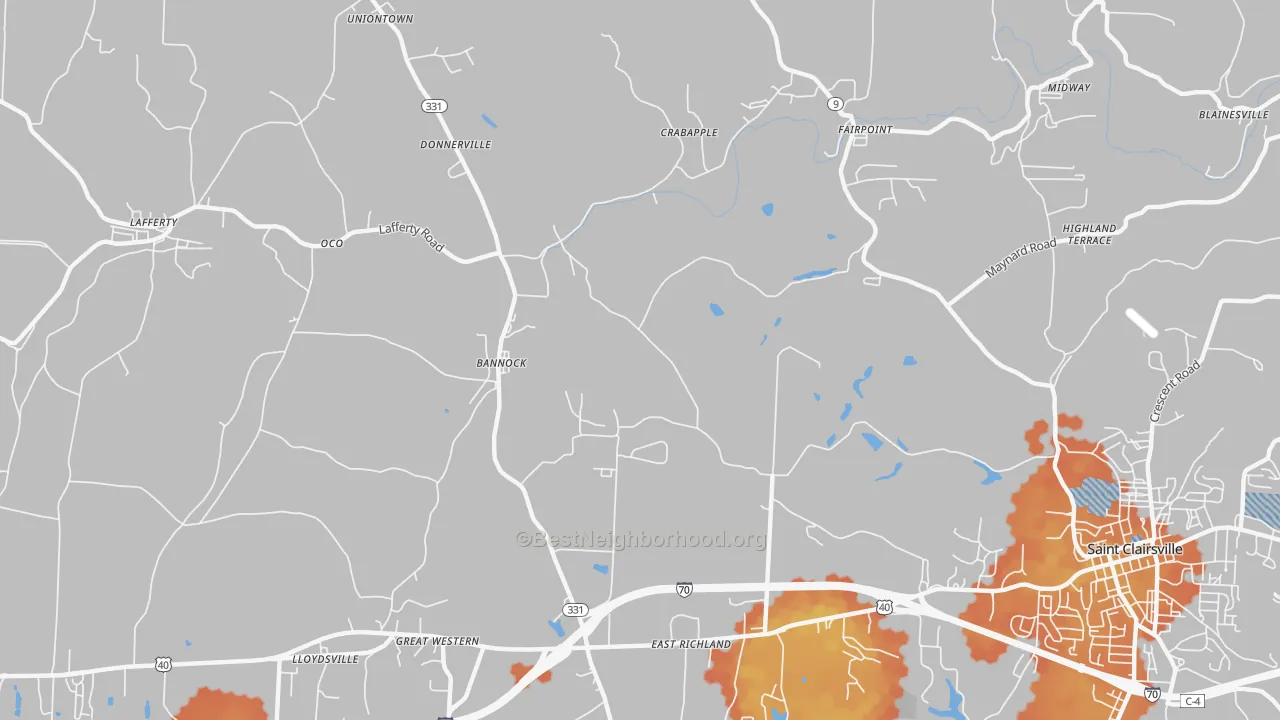Bike Grade map of Bannock, OH