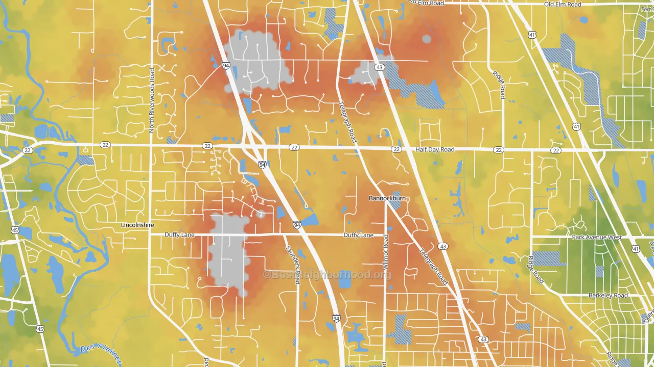 Bike Grade map of Bannockburn, IL