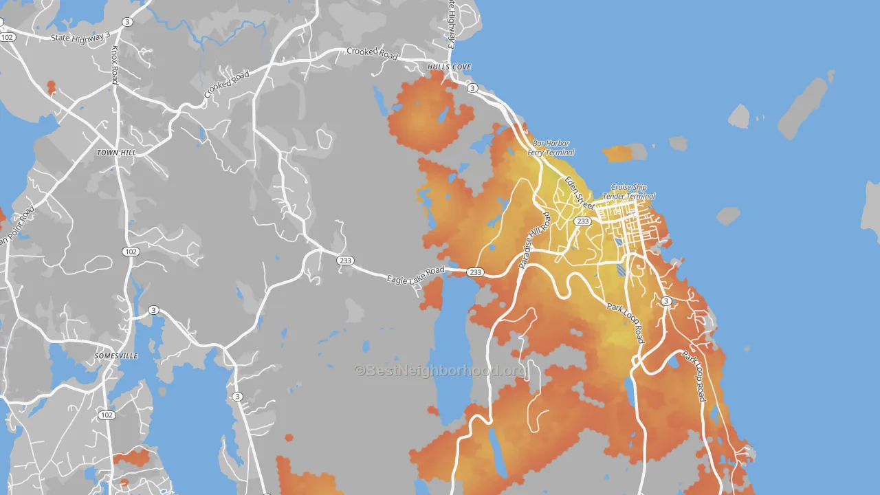 Bike Grade map of Bar Harbor, ME