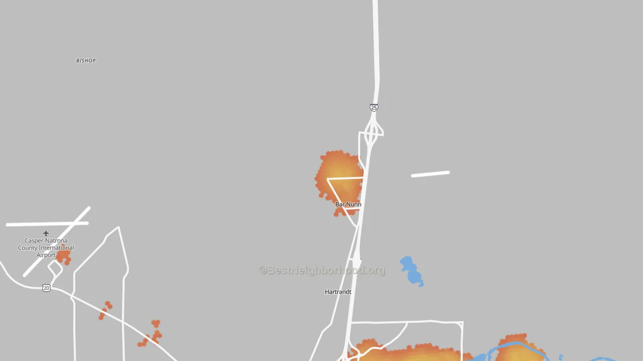 Bike Grade map of Bar Nunn, WY