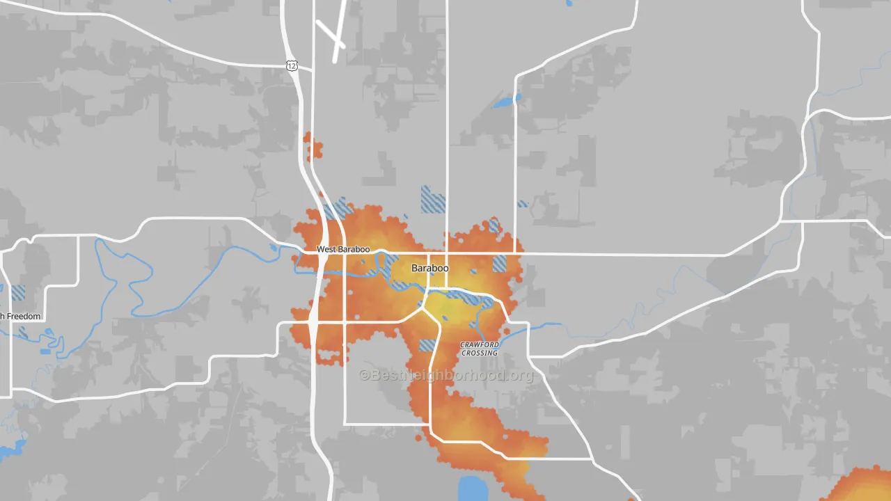 Bike Grade map of Baraboo, WI