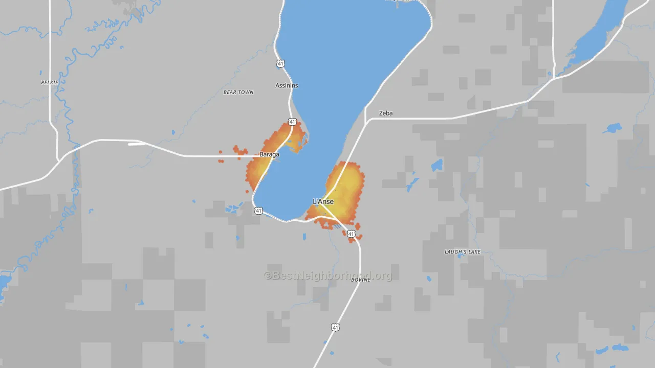 Bike Grade map of Baraga County, MI