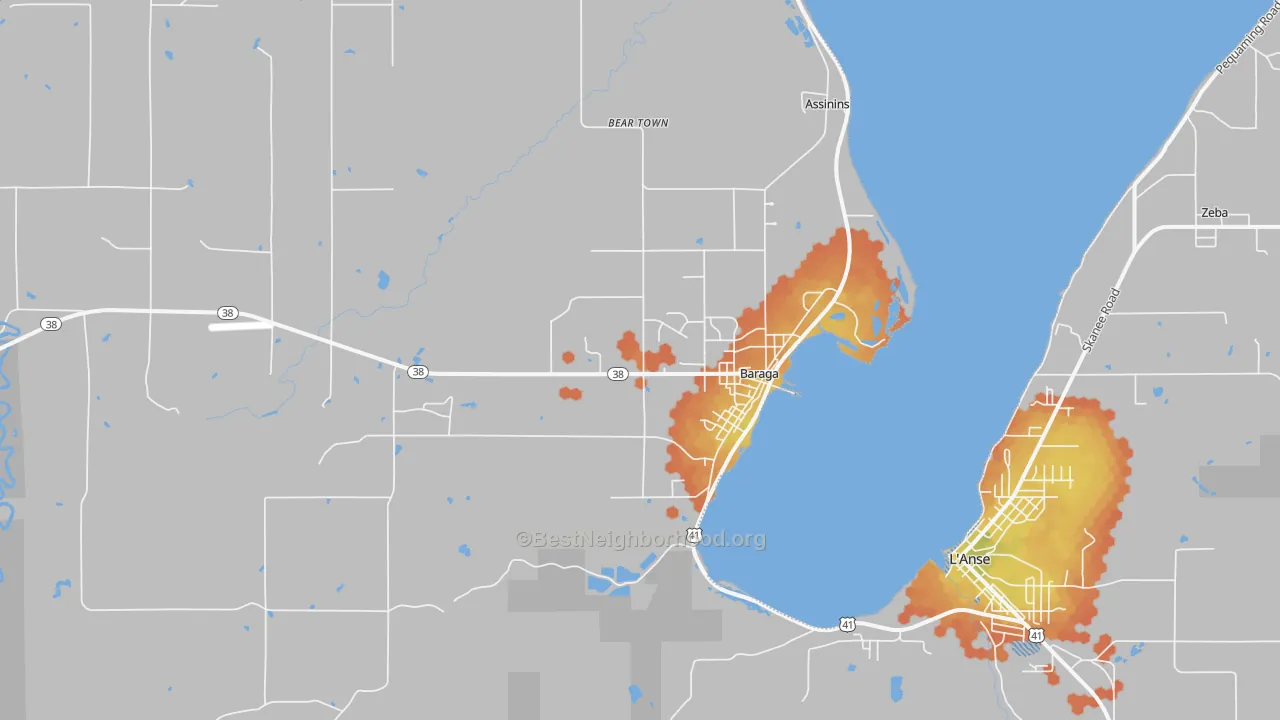Bike Grade map of Baraga, MI