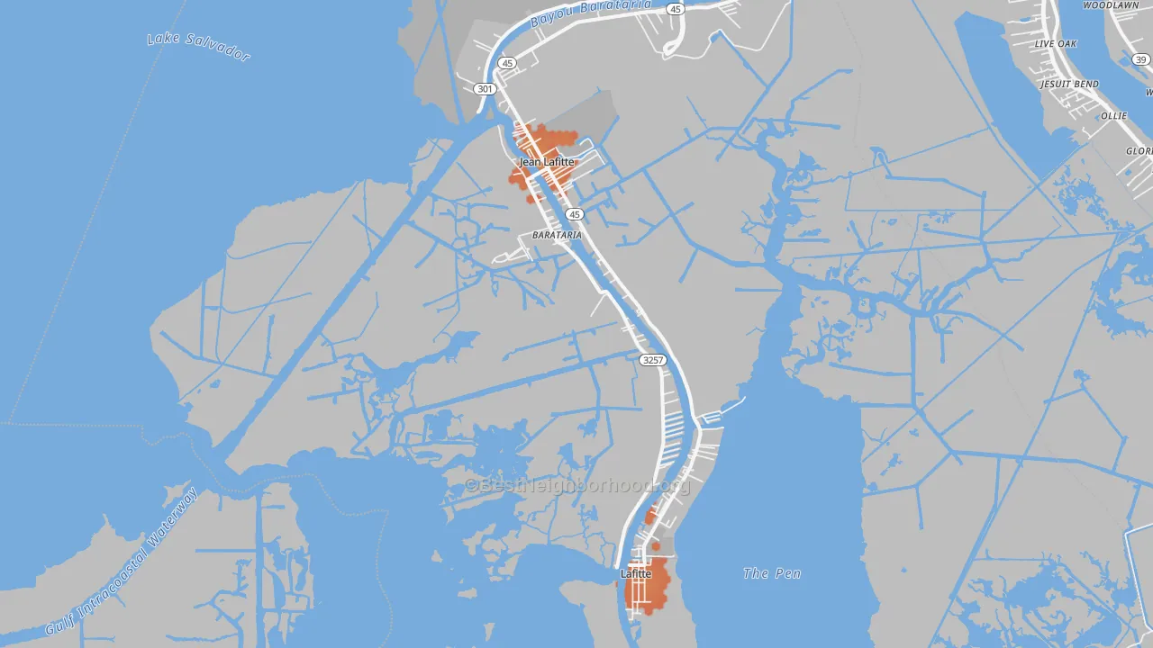 Bike Grade map of Barataria, LA