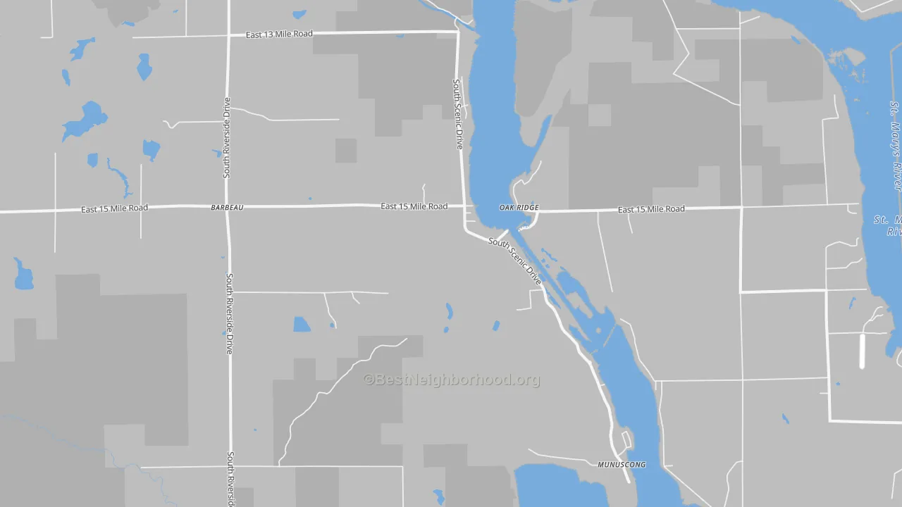 Bike Grade map of Barbeau, MI