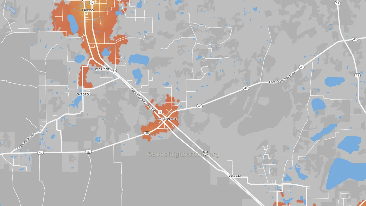 Bike Grade map of Barberville, FL