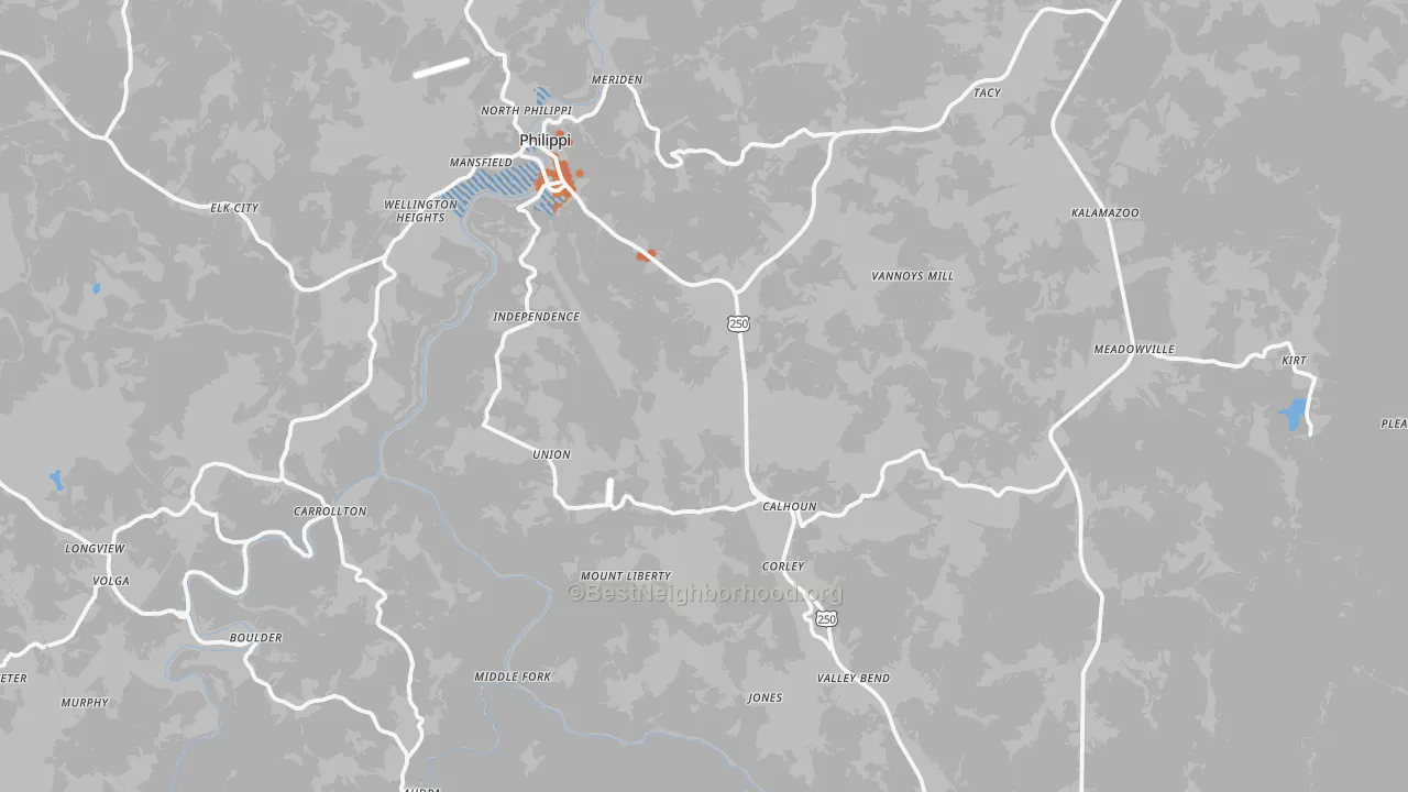 Bike Grade map of Barbour County, WV