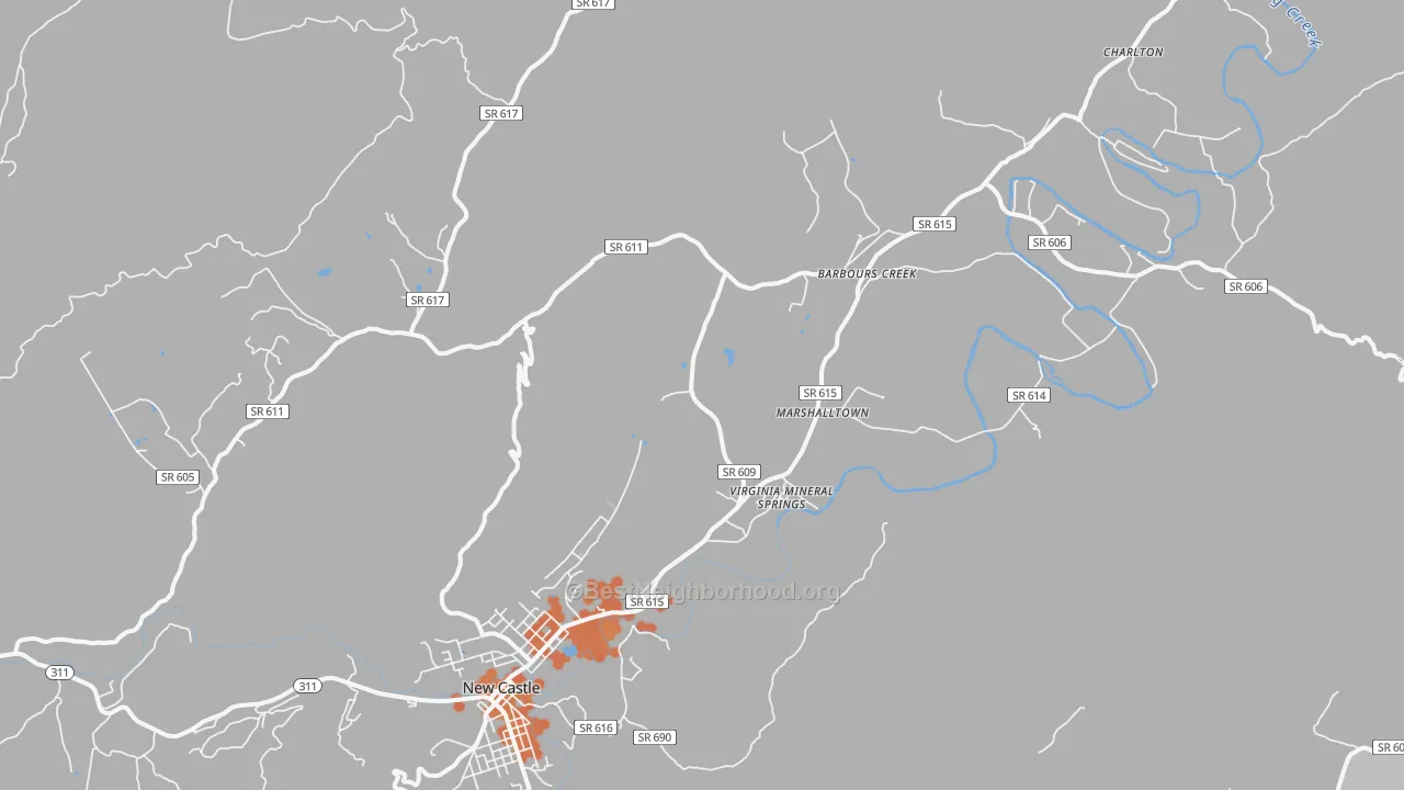 Bike Grade map of Barbours Creek, VA