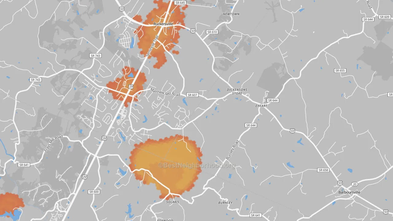 Bike Grade map of Barboursville, VA