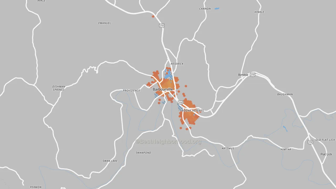 Bike Grade map of Barbourville, KY