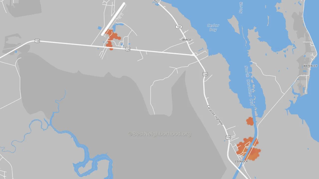 Bike Grade map of Barco, NC