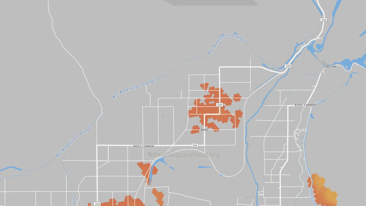 Bike Grade map of Bard, CA