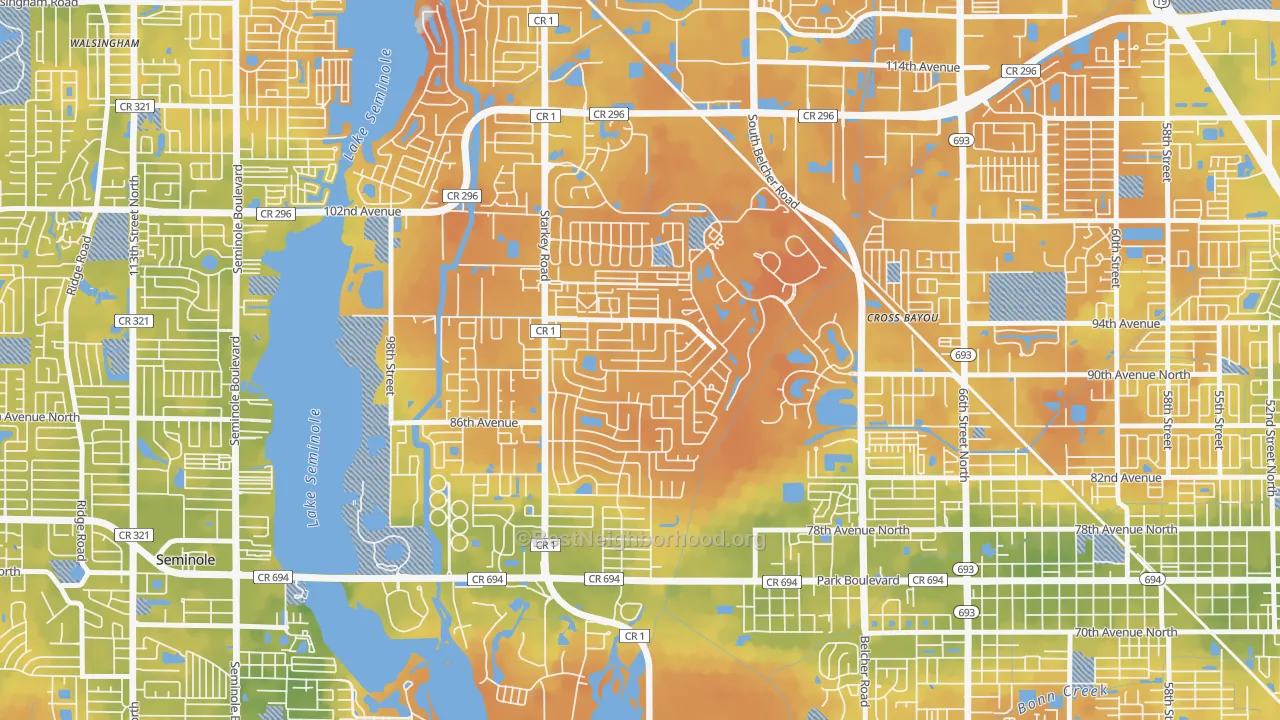 Bike Grade map of Bardmoor, FL