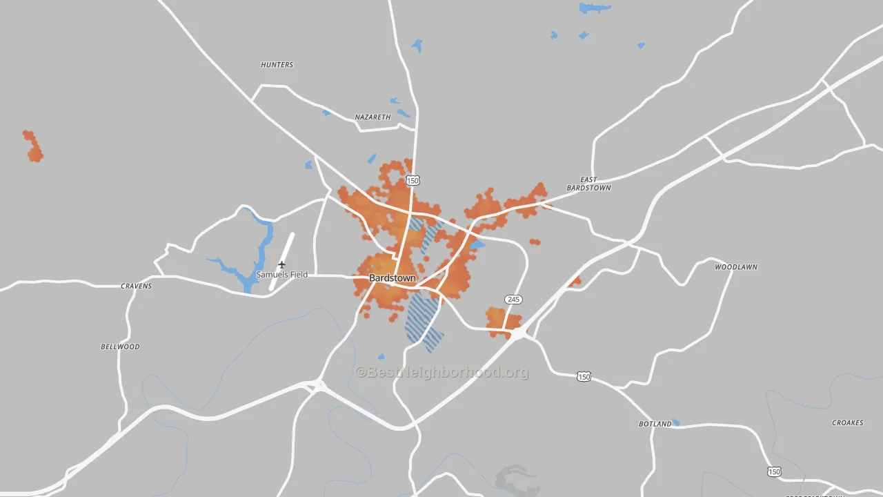 Bike Grade map of Bardstown, KY