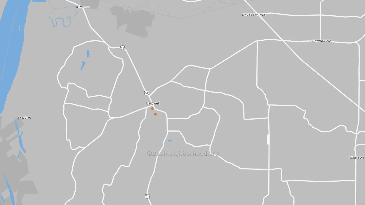Bike Grade map of Bardwell, KY