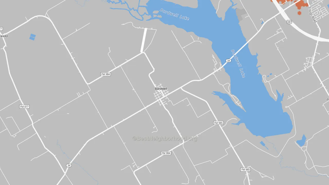 Bike Grade map of Bardwell, TX