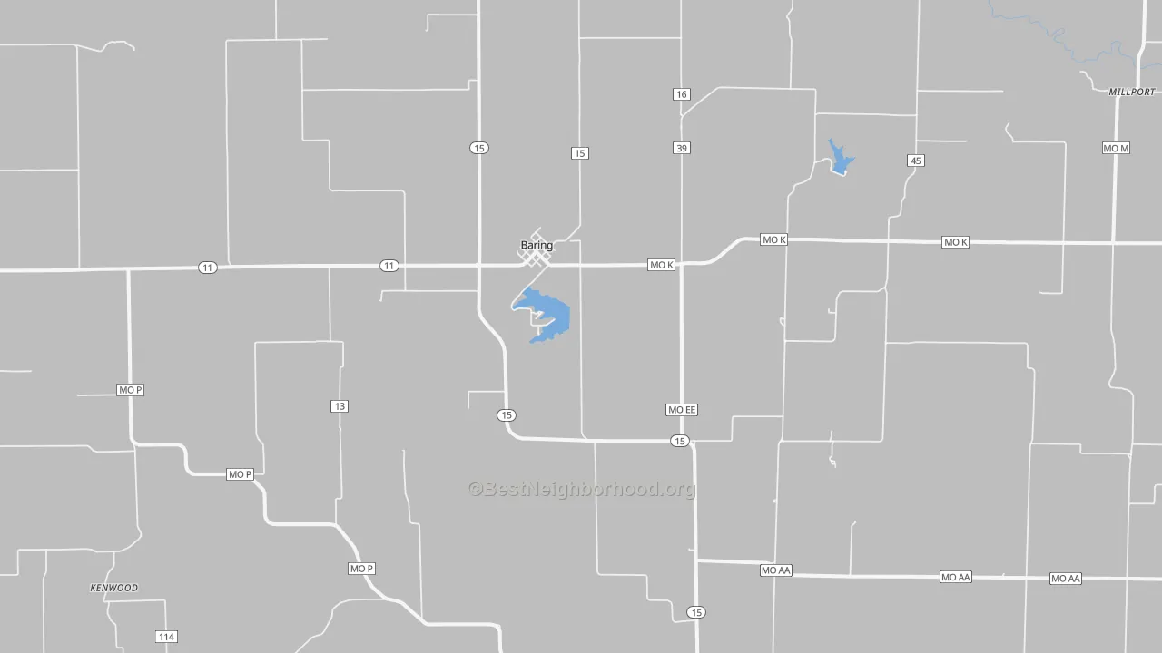 Bike Grade map of Baring, MO
