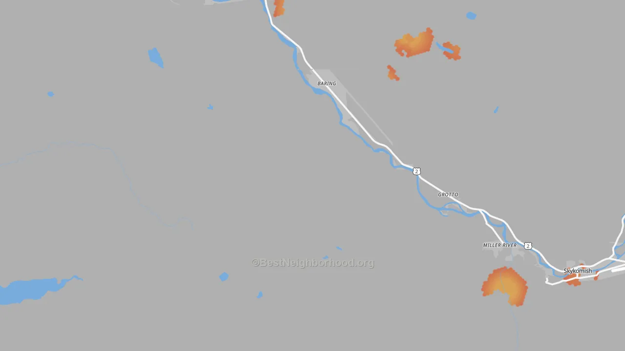 Bike Grade map of Baring, WA