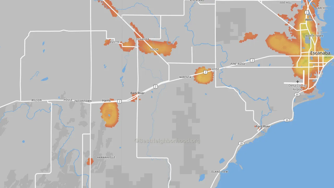 Bike Grade map of Bark River, MI