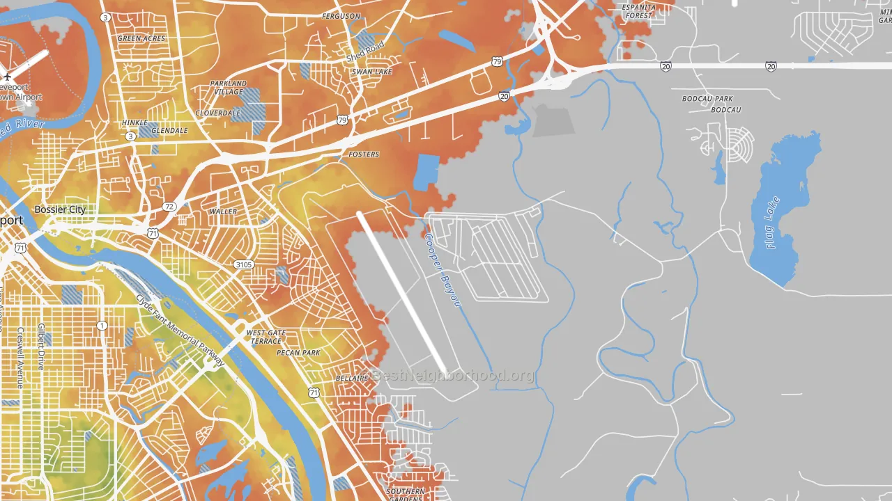 Bike Grade map of Barksdale Afb, LA