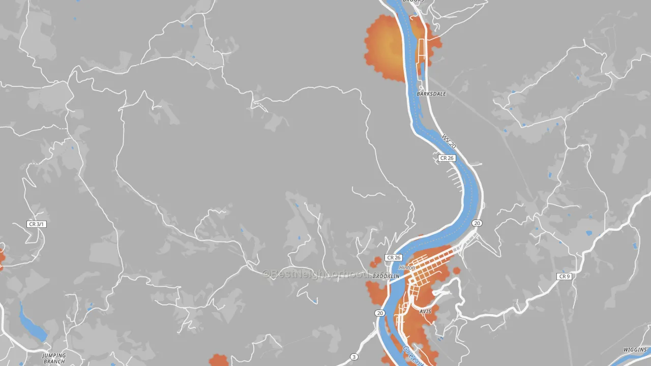 Bike Grade map of Barksdale, WV