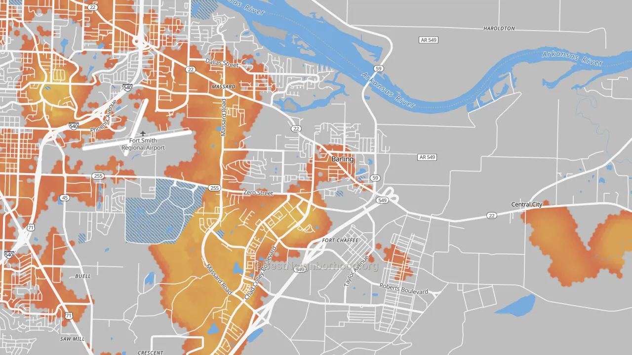 Bike Grade map of Barling, AR