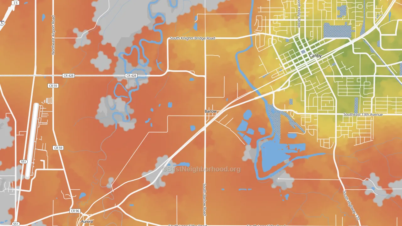 Bike Grade map of Barlow, OR