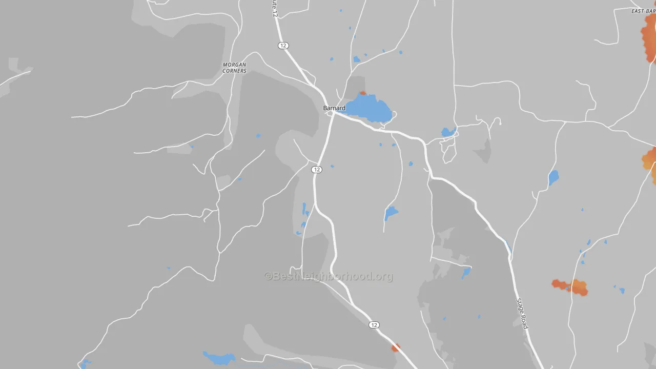 Bike Grade map of Barnard, VT