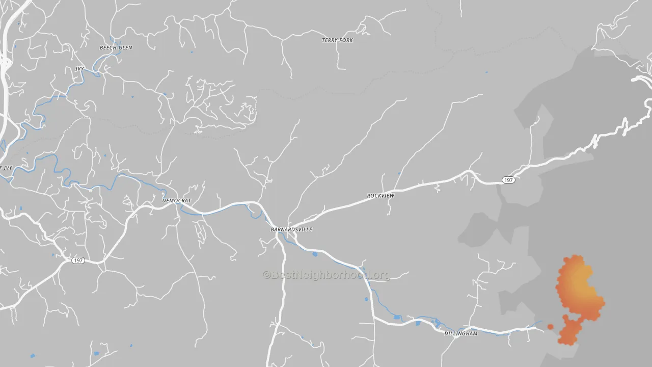 Bike Grade map of Barnardsville, NC