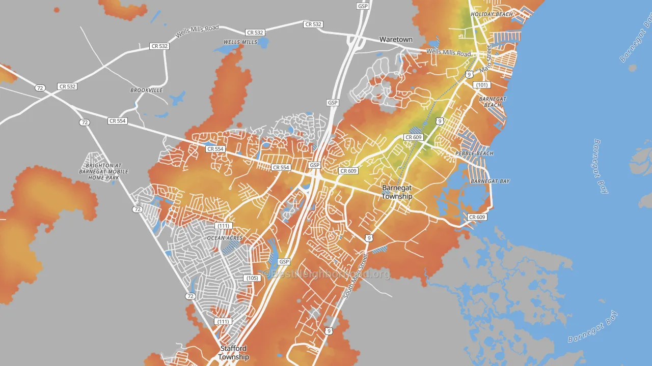 Bike Grade map of Barnegat, NJ