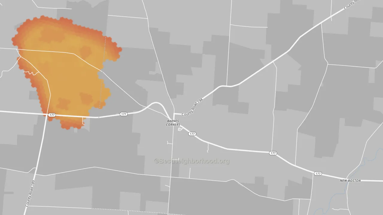 Bike Grade map of Barnes Corners, NY