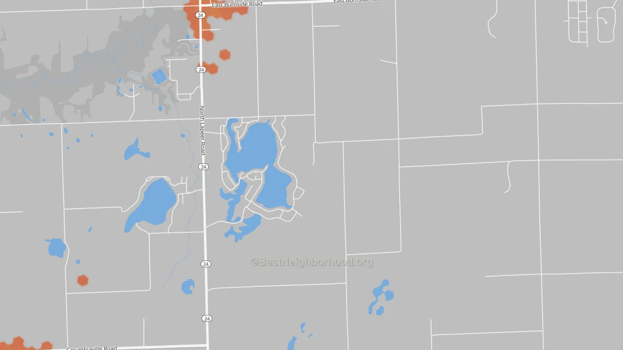 Bike Grade map of Barnes Lake-Millers Lake, MI