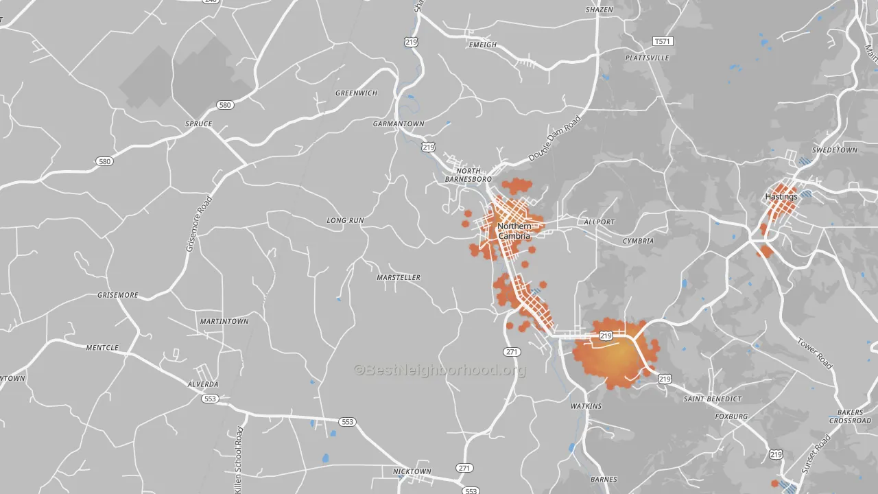 Bike Grade map of Barnesboro, PA