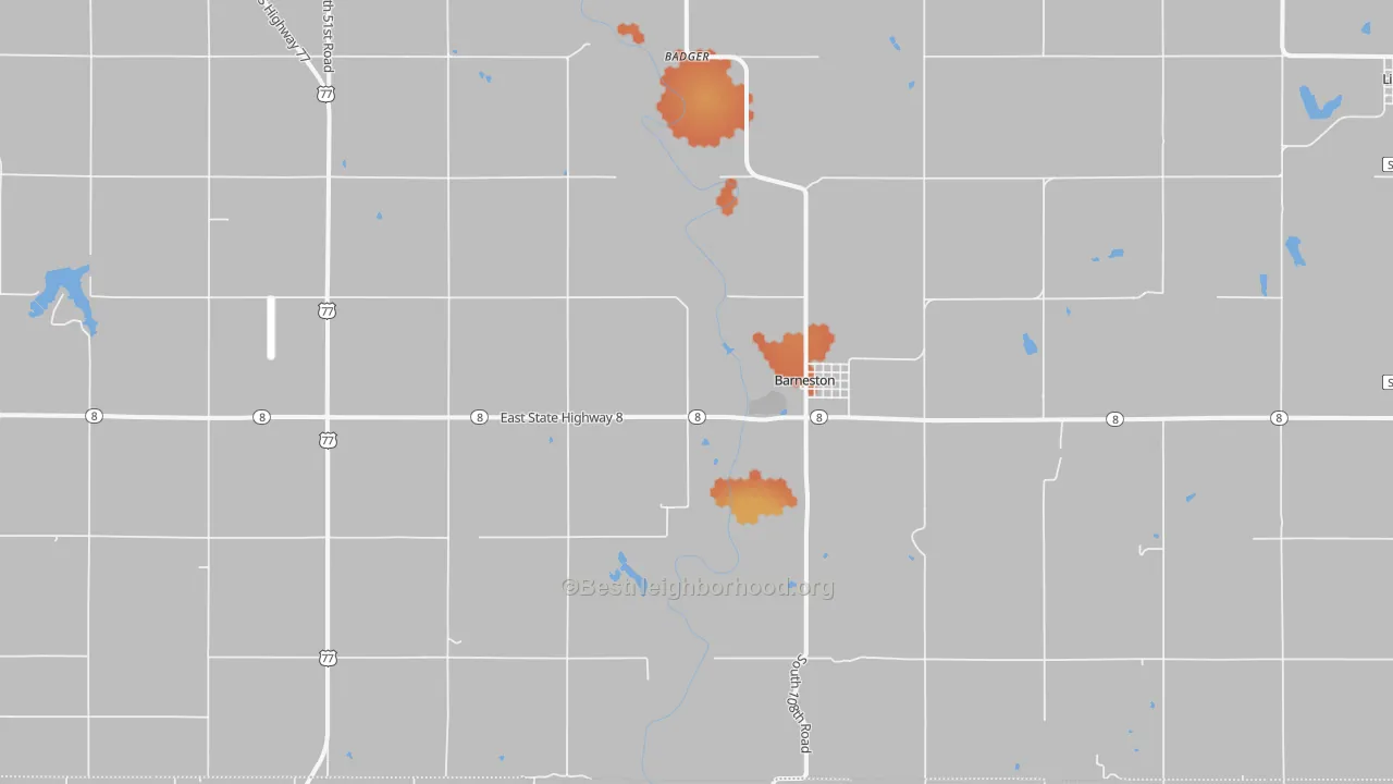 Bike Grade map of Barneston, NE